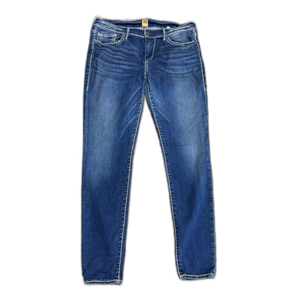 True Religion Casey Blue Medium Wash Lower Rise Skinny Jeans Size 31 - Picture 2 of 16